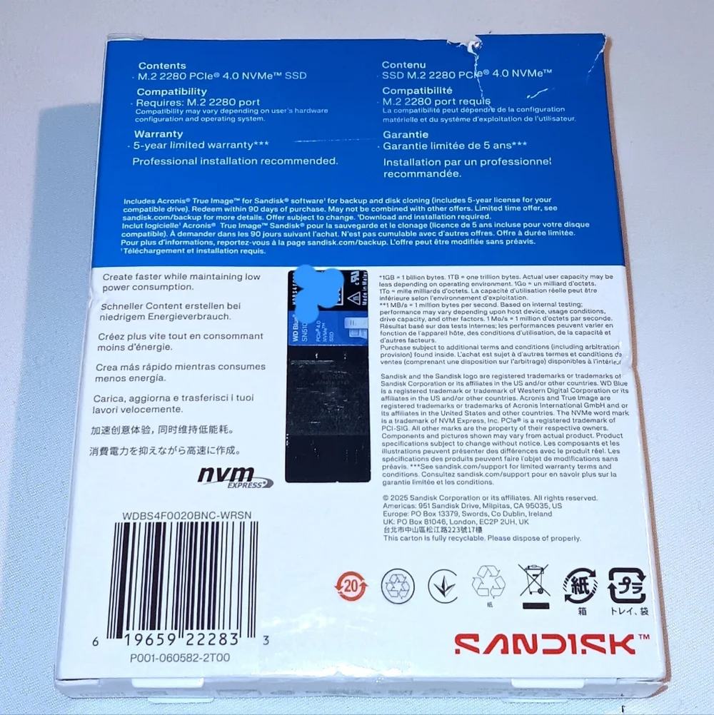 WD Blue SN5100 NVMe SSD 2TB Card
